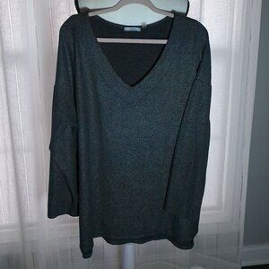 DEX Sweater Lightweight Ribbed Shimmery HiLo Dark Gray NWOT 2X